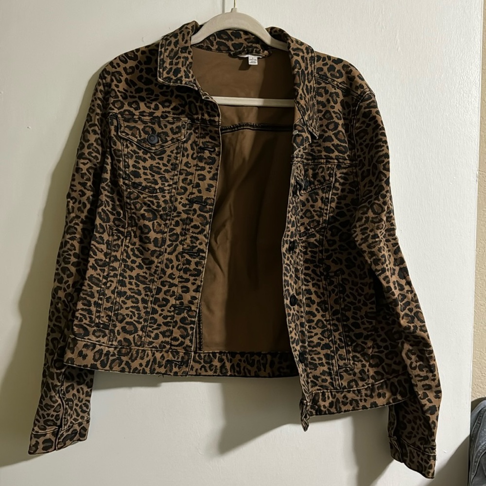 Cheetah print jean jacket